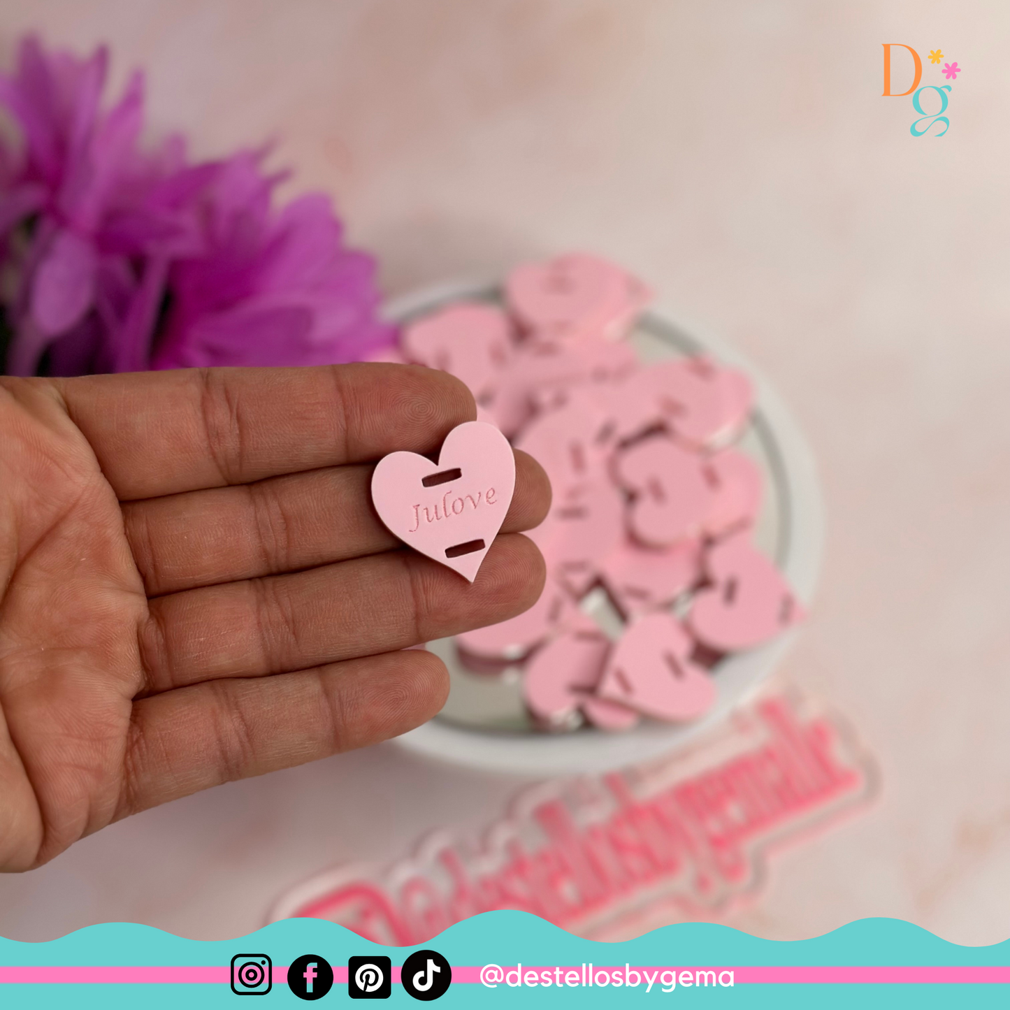 Custom Heart-Shaped Acrylic Charms (1" - 1.5")