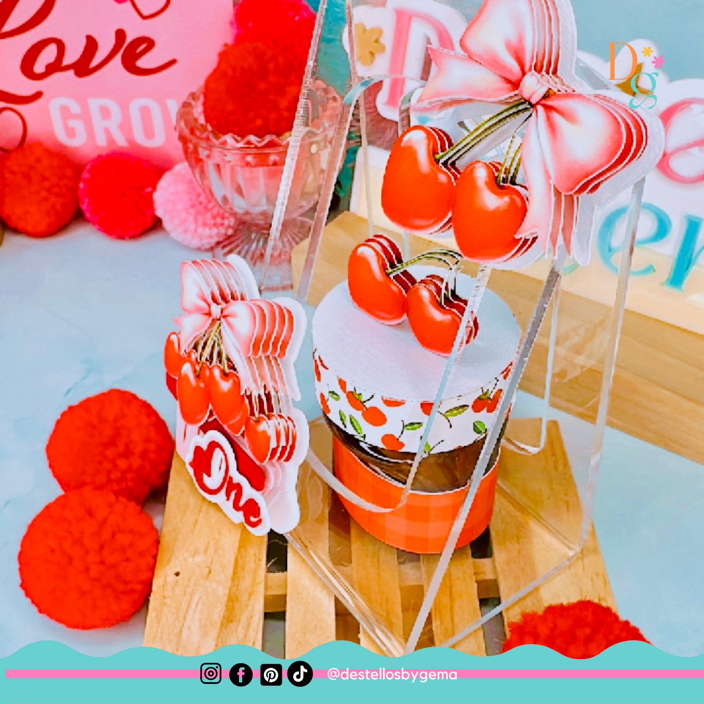 Cherry-Themed Acrylic Favor Box