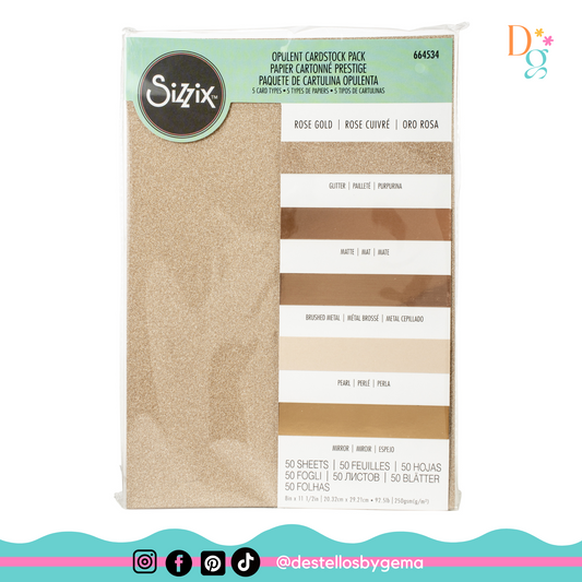 Sizzix Surfacez Opulent Cardstock Pack 8"X11.5" 50/Pkg Rose Gold