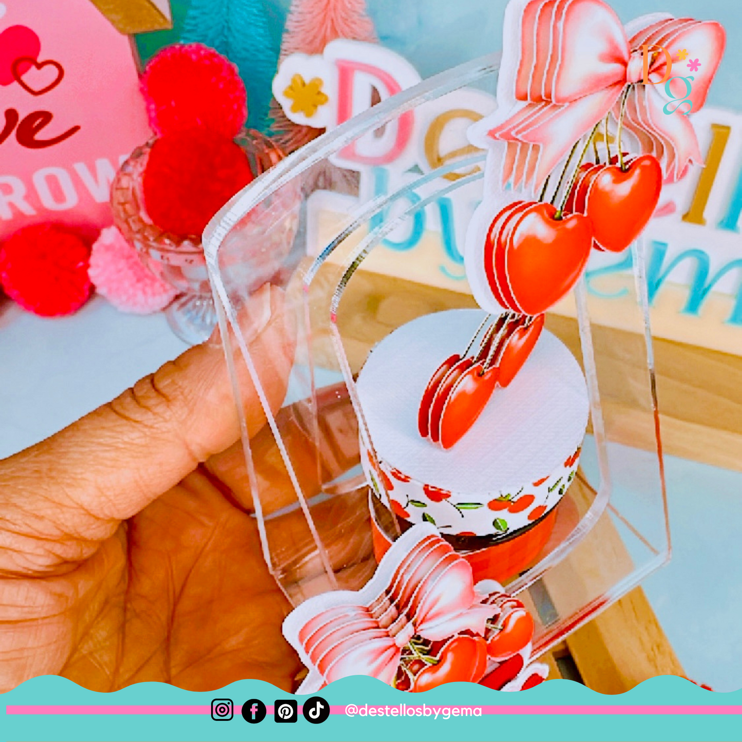 Cherry-Themed Acrylic Favor Box