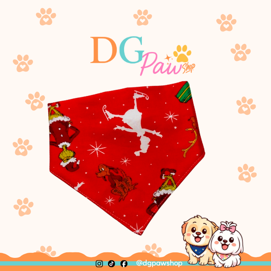 Christmas Mischief Red Pawndana – Scrunchie Bandana | Festive Holiday Pet Accessories