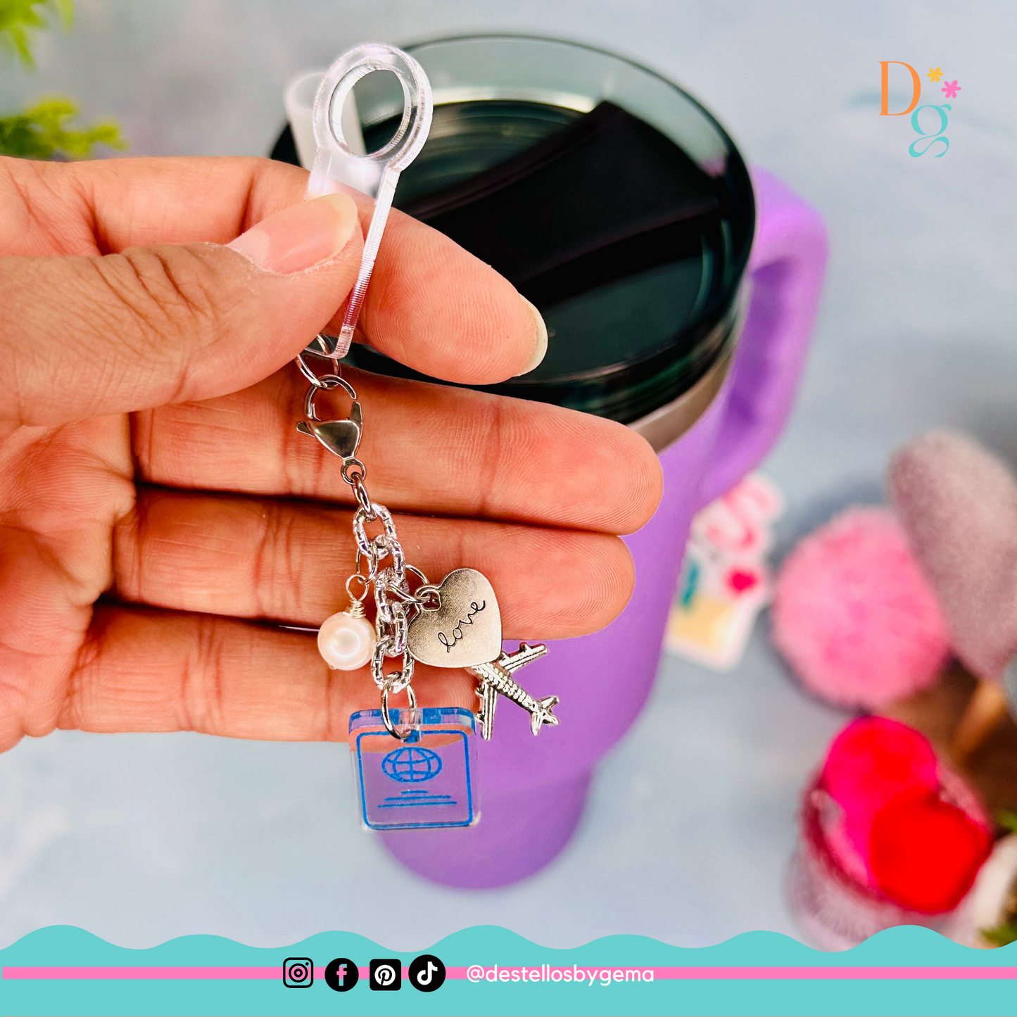 Travel-Themed Tumbler Charms