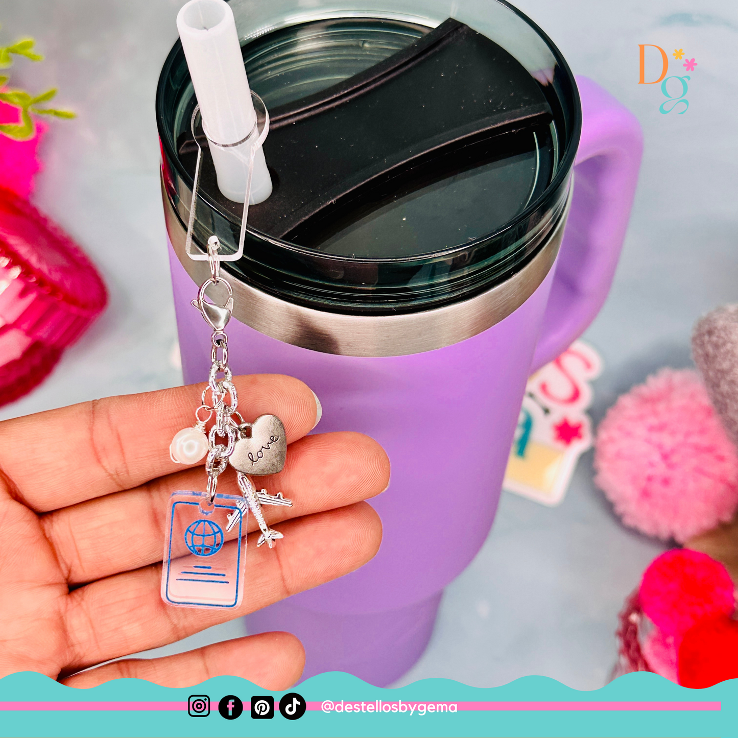 Travel-Themed Tumbler Charms