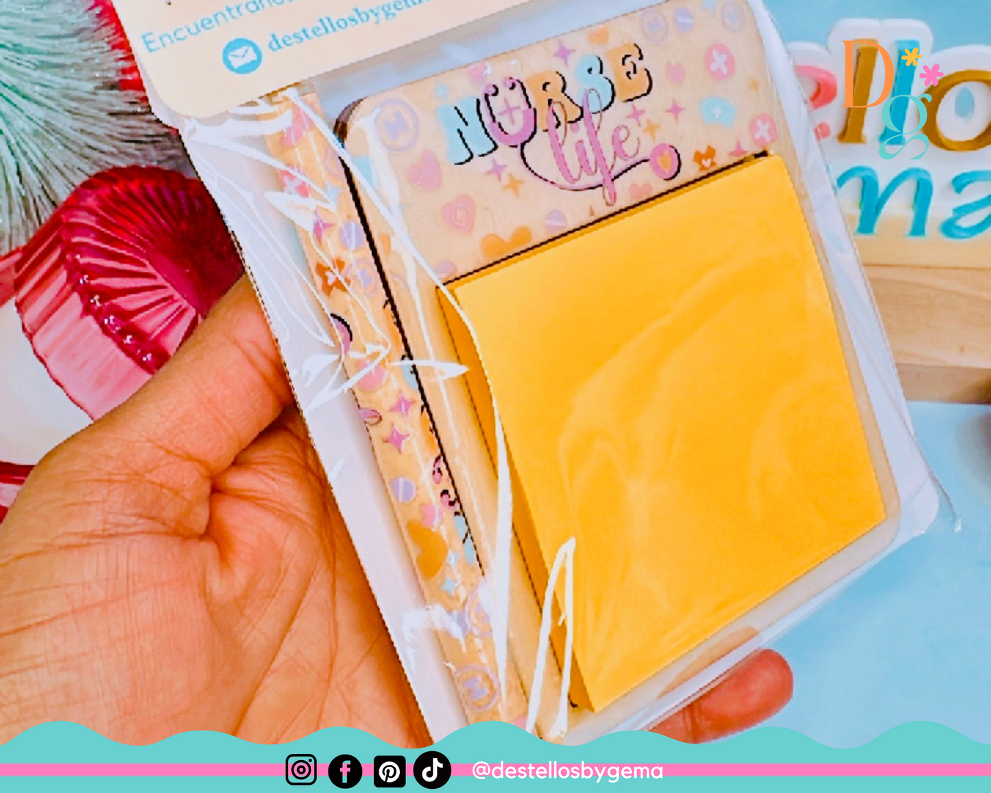 Nurse Themed Wooden Sticky Note Holder – Perfect Gift for Nurses