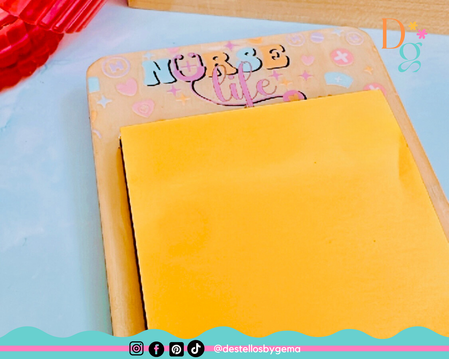 Nurse Themed Wooden Sticky Note Holder – Perfect Gift for Nurses