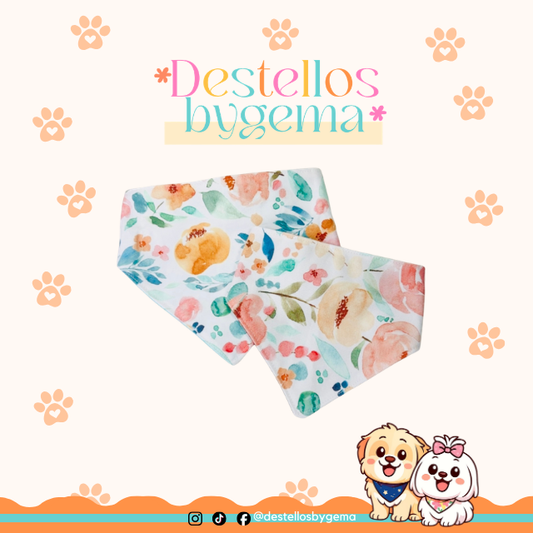 Floral X-Small Dog & Cat Bandana – Scrunchie Style Elastic Pet Accessory