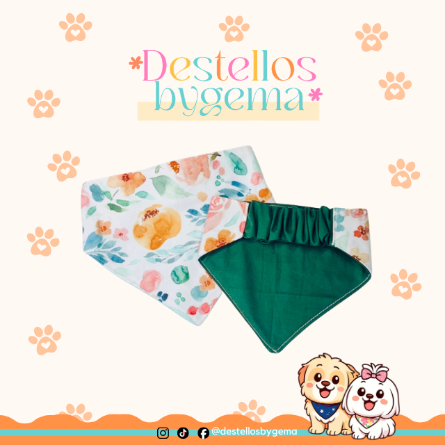 Floral X-Small Dog & Cat Bandana – Scrunchie Style Elastic Pet Accessory