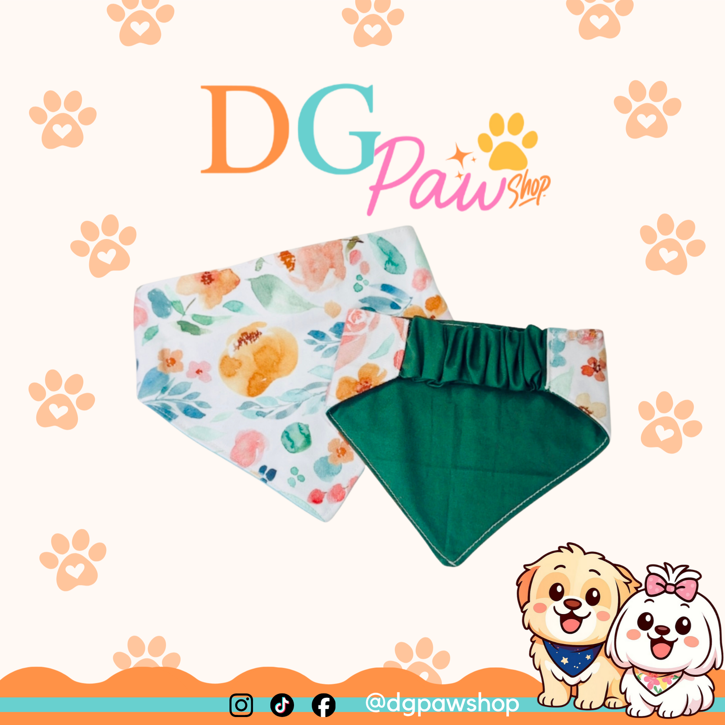 Floral XS Pawndana – Scrunchie Dog & Cat Bandana
