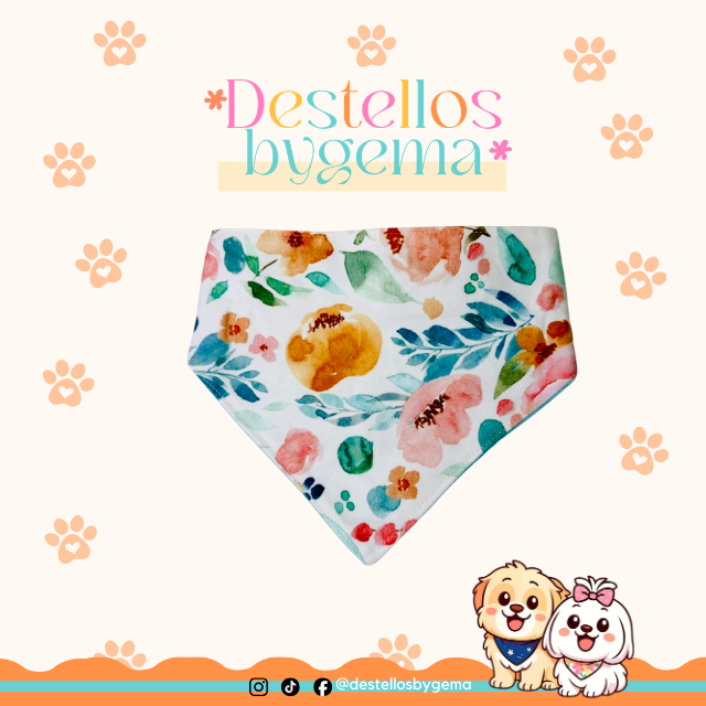 Floral X-Small Dog & Cat Bandana – Scrunchie Style Elastic Pet Accessory