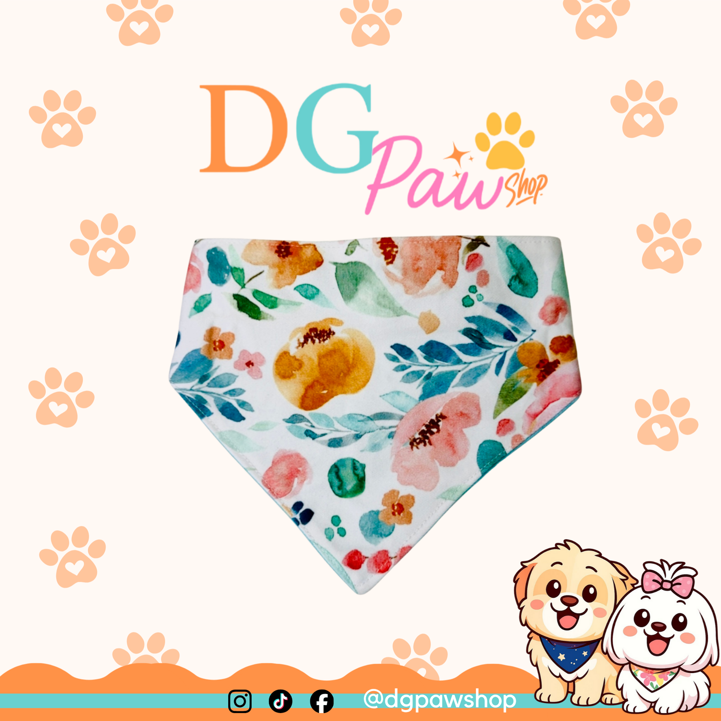 Floral XS Pawndana – Scrunchie Dog & Cat Bandana