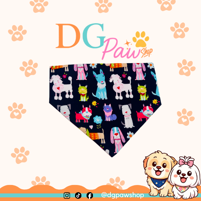 Pawndana “Colorful Pups” – Multicolor Puppy Print Bandana