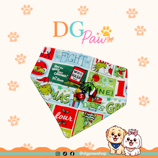 “Mischievous Green” Pawndana – Festive Dog Bandana