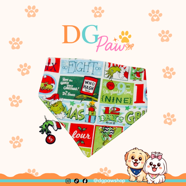 “Mischievous Green” Pawndana – Festive Dog Bandana
