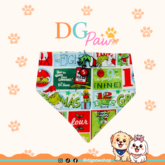 “Mischievous Green” Pawndana – Festive Dog Bandana