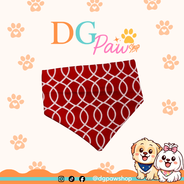 Pawndana “Red Waves” – Red & White Wavy Stripes Dog Bandana (XS Only)