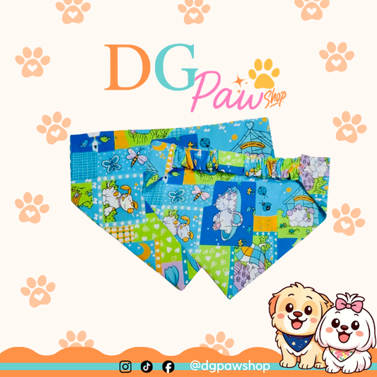 Pawndana “Whimsy Friends” – Colorful Pets & Butterflies Print Bandana