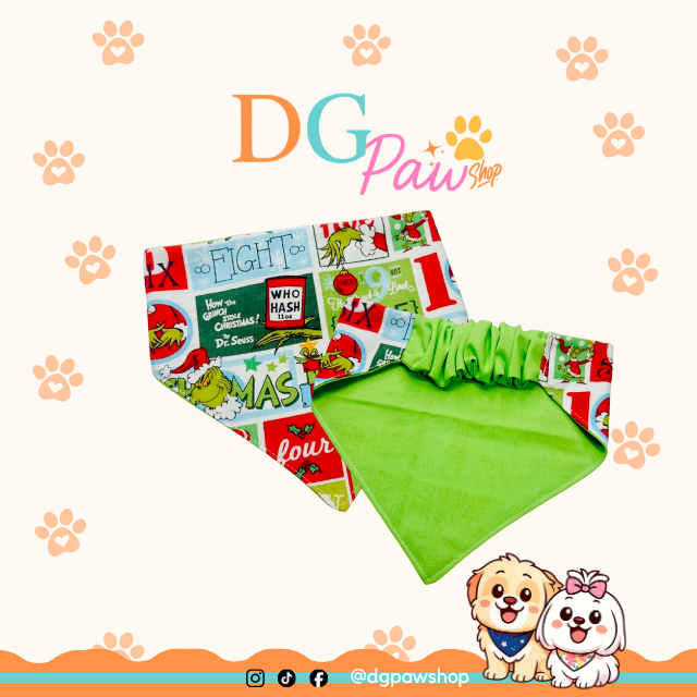 “Mischievous Green” Pawndana – Festive Dog Bandana