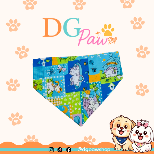 Pawndana “Whimsy Friends” – Colorful Pets & Butterflies Print Bandana