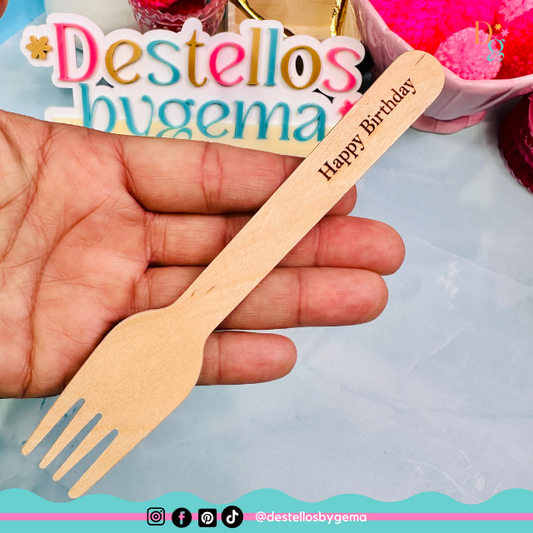 Personalized Wooden Forks – Engraved 6.5” Eco-Friendly Forks for Events, Weddings, Parties