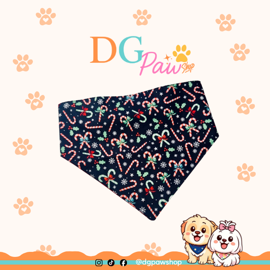 “Candy Cane” Pawndana – Festive Dog Bandana (XS to L)