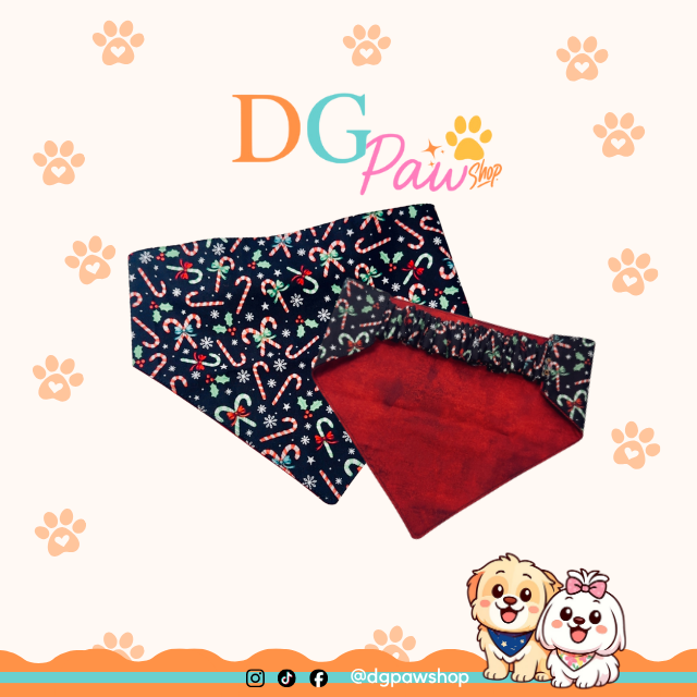 “Candy Cane” Pawndana – Festive Dog Bandana (XS to L)