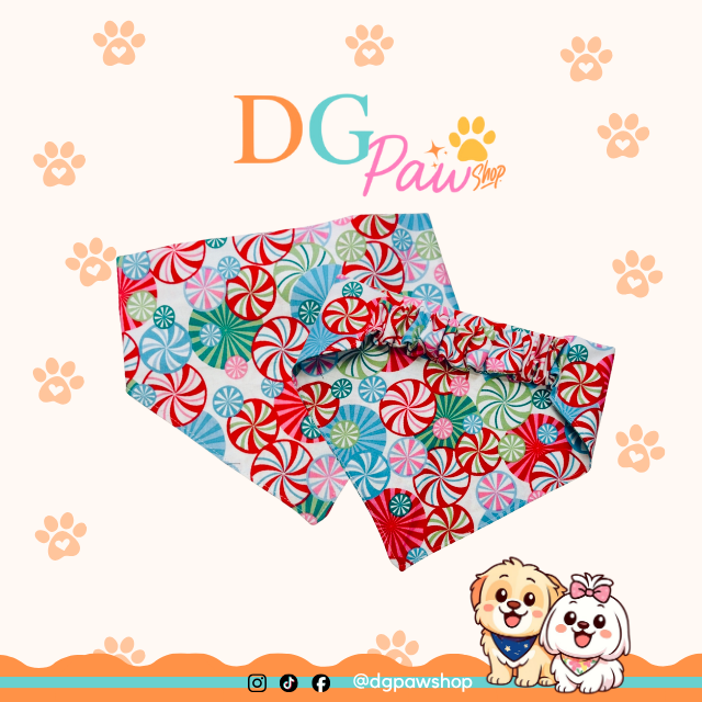 Christmas Pawndana Colorful Dots – Scrunchie Bandana | Christmas Pet Accessories