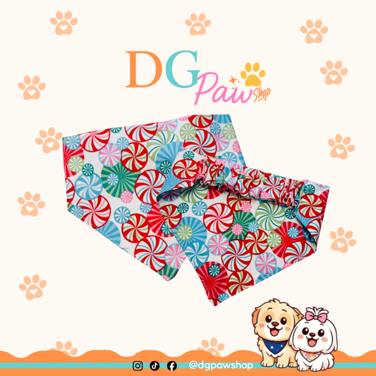 Christmas Pawndana Colorful Dots – Scrunchie Bandana | Christmas Pet Accessories