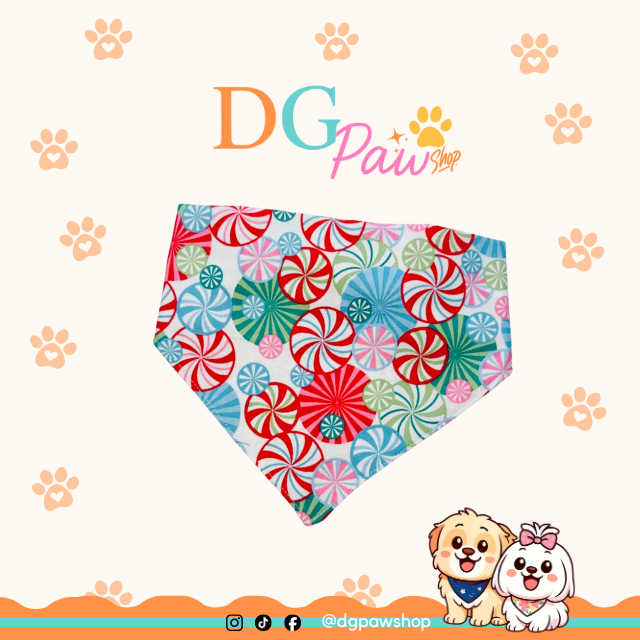 Christmas Pawndana Colorful Dots – Scrunchie Bandana | Christmas Pet Accessories