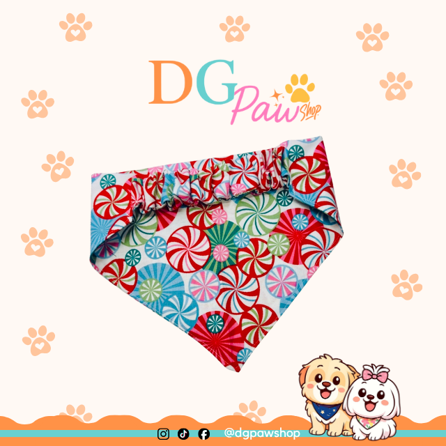 Christmas Pawndana Colorful Dots – Scrunchie Bandana | Christmas Pet Accessories