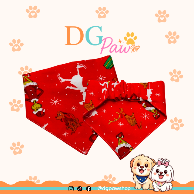 Christmas Mischief Red Pawndana – Scrunchie Bandana | Festive Holiday Pet Accessories