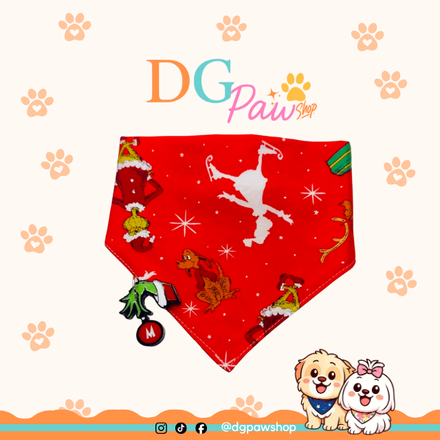 Christmas Mischief Red Pawndana – Scrunchie Bandana | Festive Holiday Pet Accessories